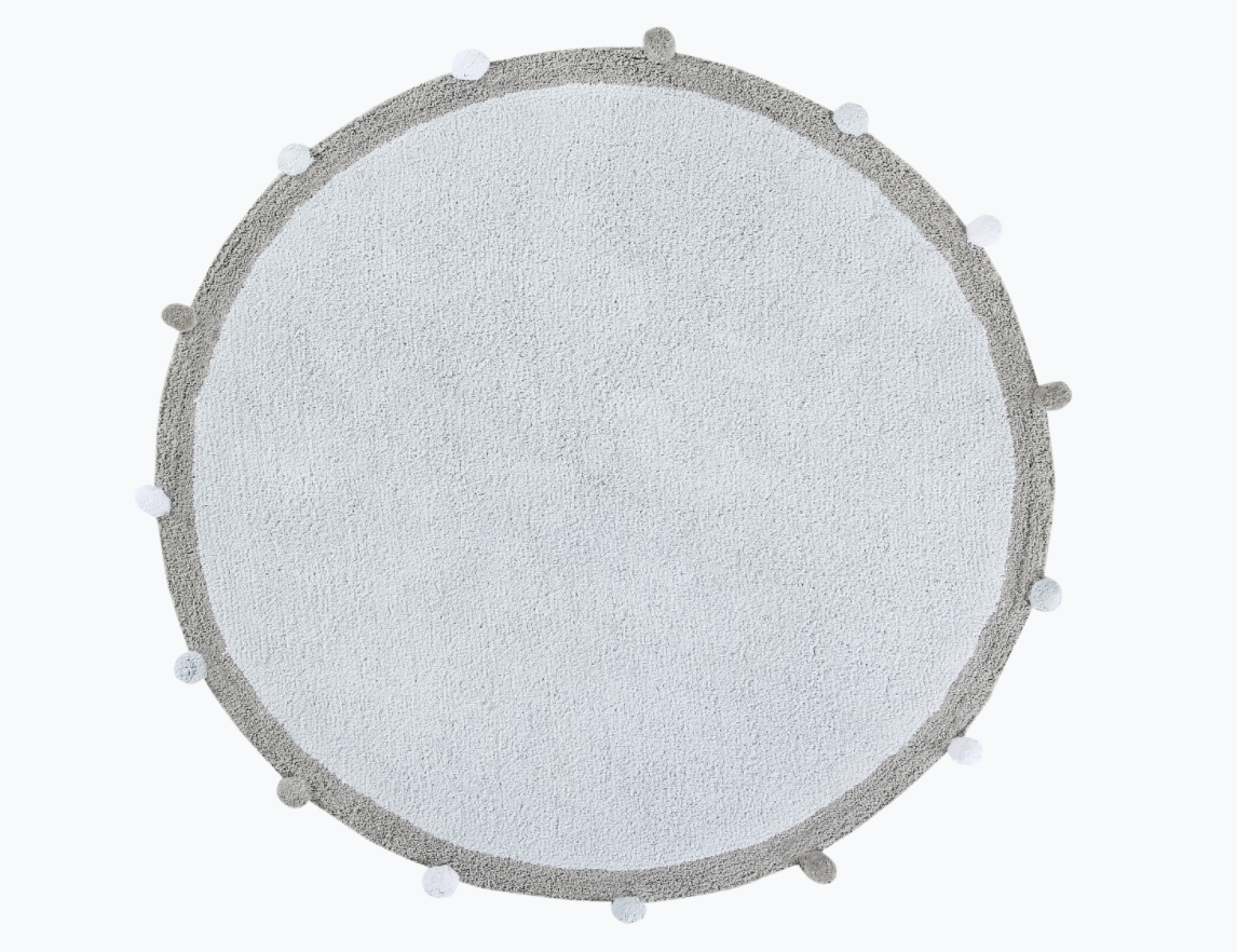 LC Modrý detský okrúhly koberec Bubbly 120 cm