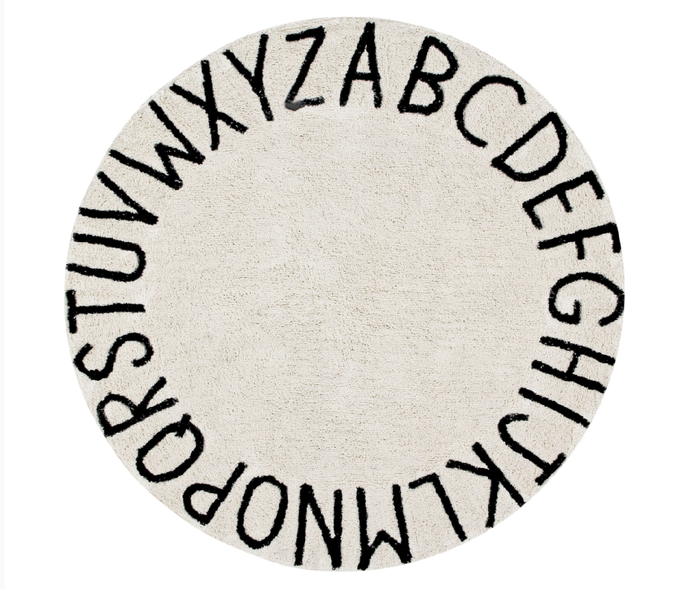 LC Krémový okrúhly detský koberec ABCeda 150cm