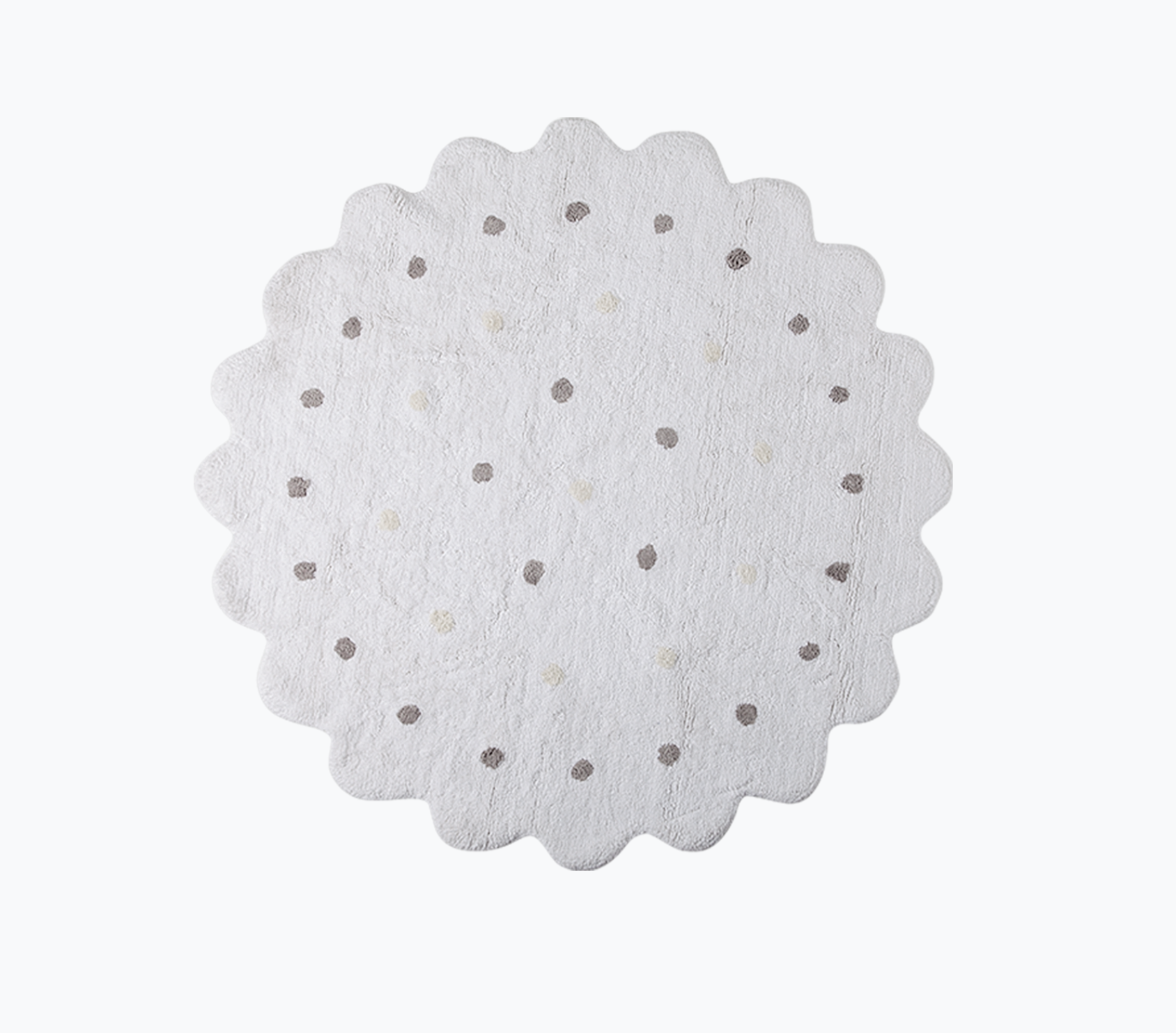 LC Biely okrúhly bavlnený koberec Dots 140cm