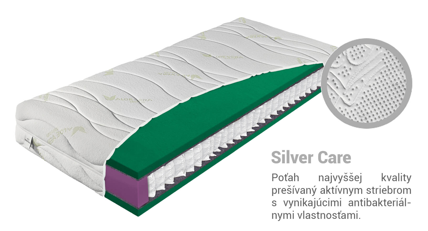 Materasso Matrac Zion AloeVera 120x200 Poťah: Silver Care (príplatkový poťah)