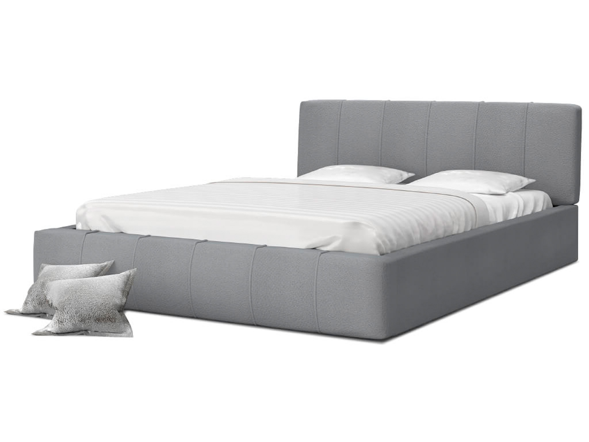GM Upholstered double bed with storage space Fiona - grey Size: 140x200