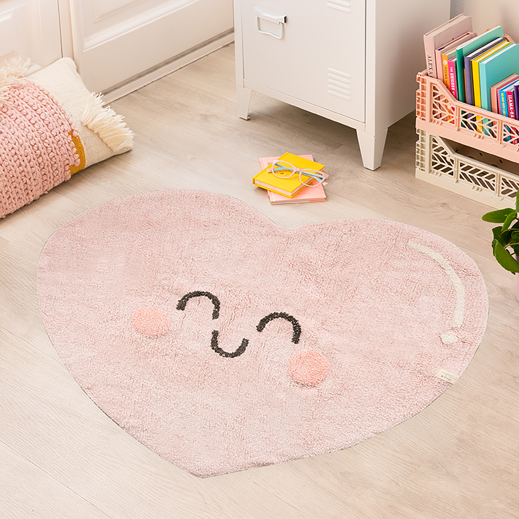 LC Ružový koberec do detskej izby Srdiečko 90x105