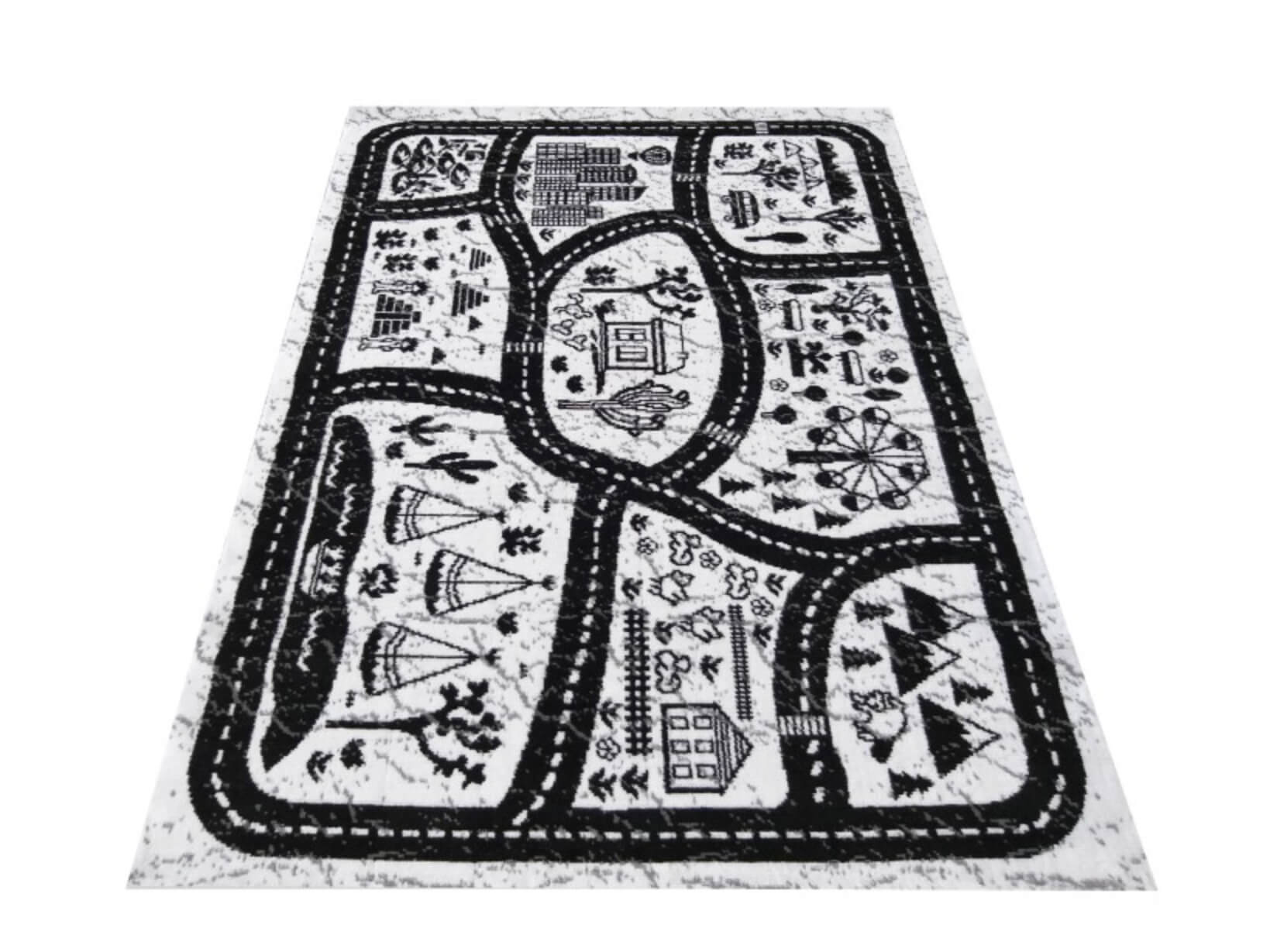 DY Čierno-biely detský koberec Seth 10 Rozmer: 80x150 cm