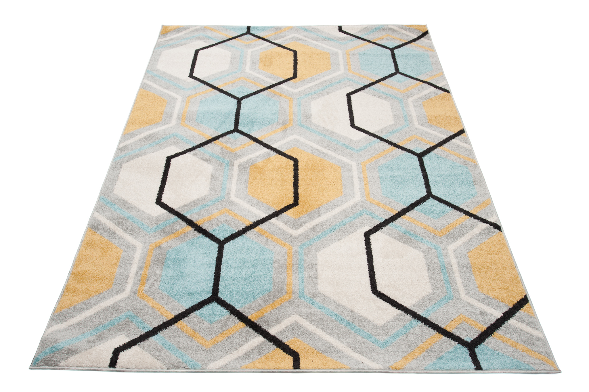 TA Modrosivý geometrický koberec Adelia Rozmer: 140x190 cm
