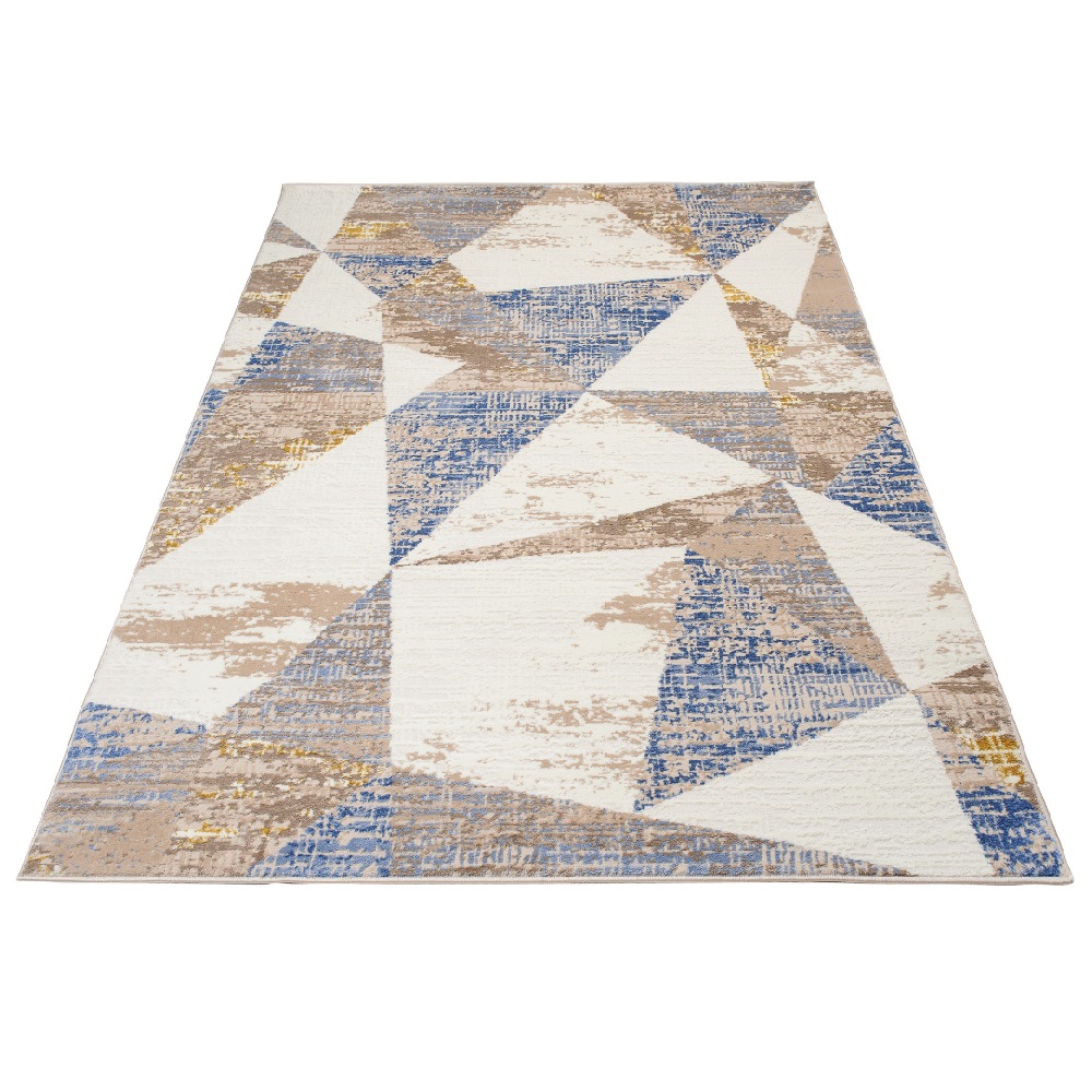 TA Béžovo modrý geometrický koberec Mandy Rozmer: 80x150 cm