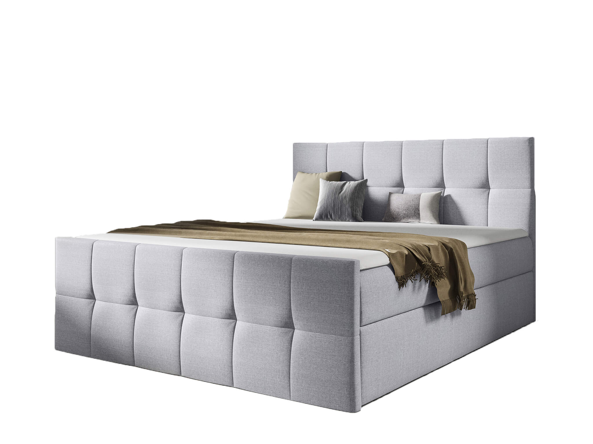 Wilsondo Čalúnená boxspring posteľ Charlotte s úložným priestorom - sivá Rozmer: 160x200