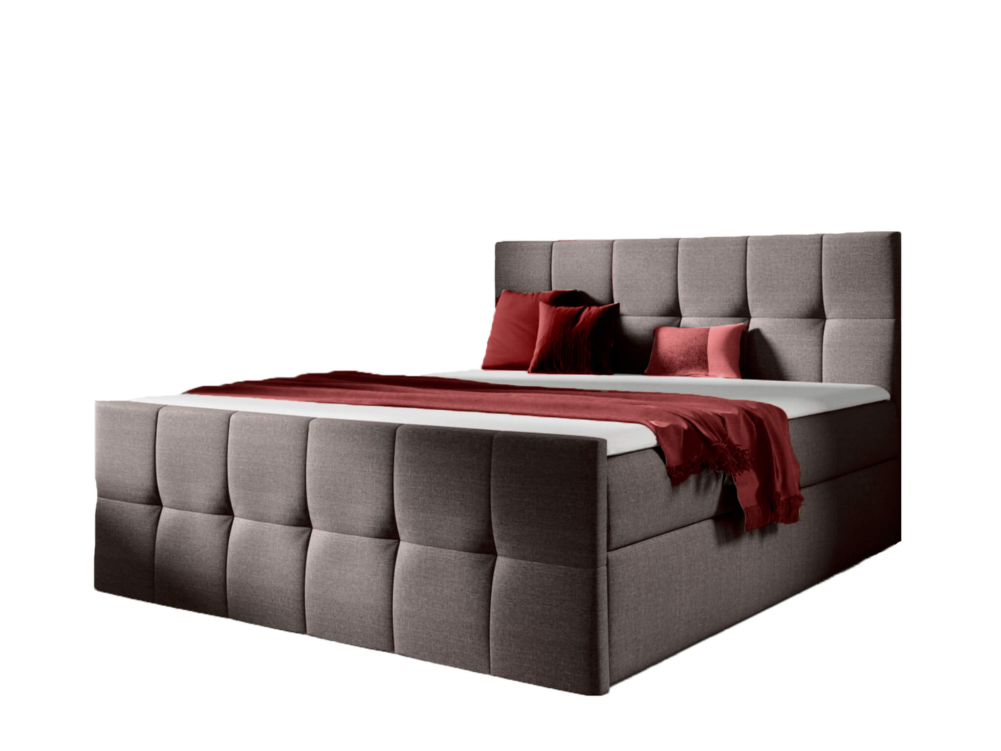 Wilsondo Čalúnená boxspring posteľ Charlotte s úložným priestorom - hnedá Rozmer: 180x200