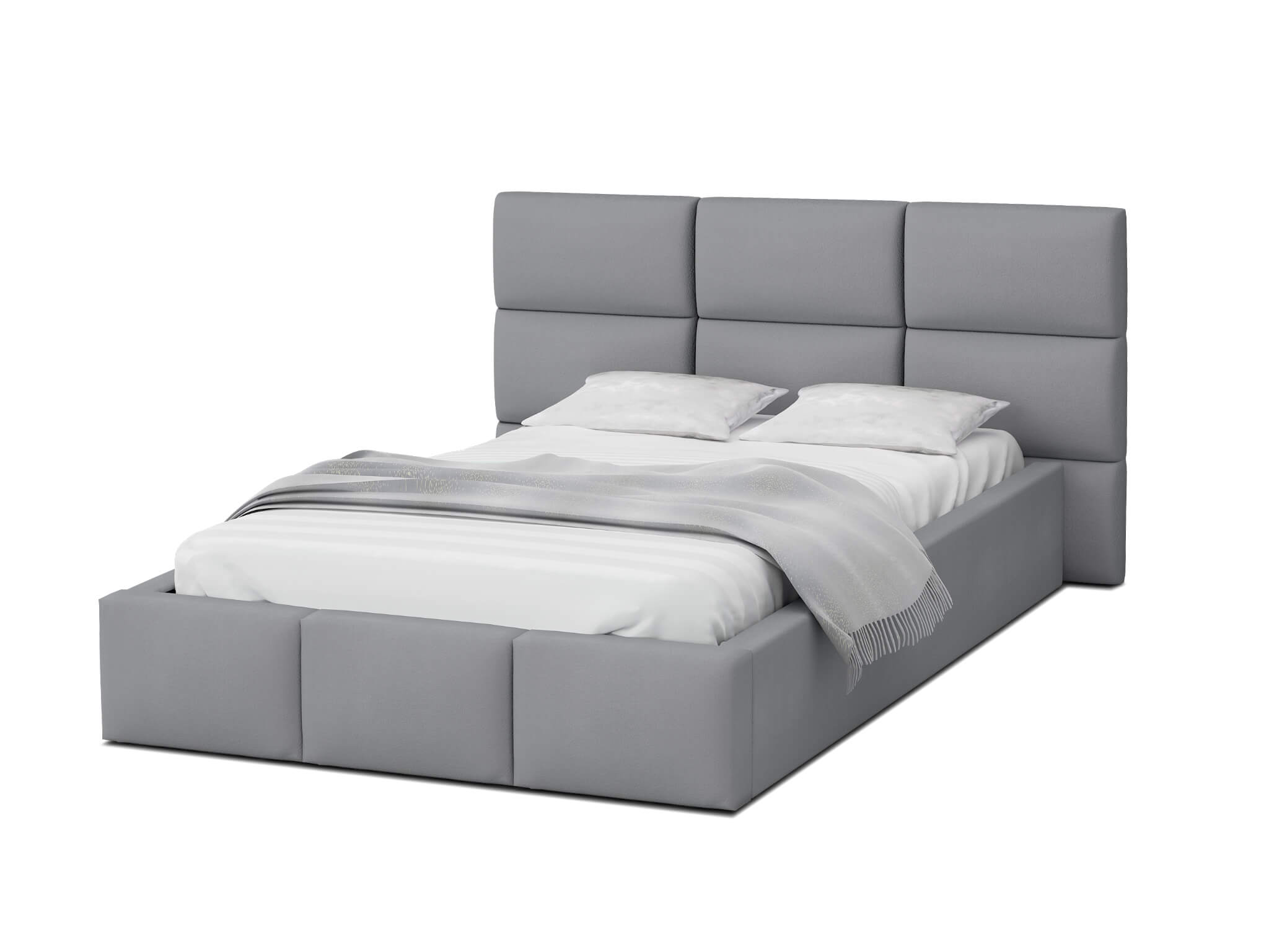 GM Padded double bed with storage space Dony - gray Size: 140x200