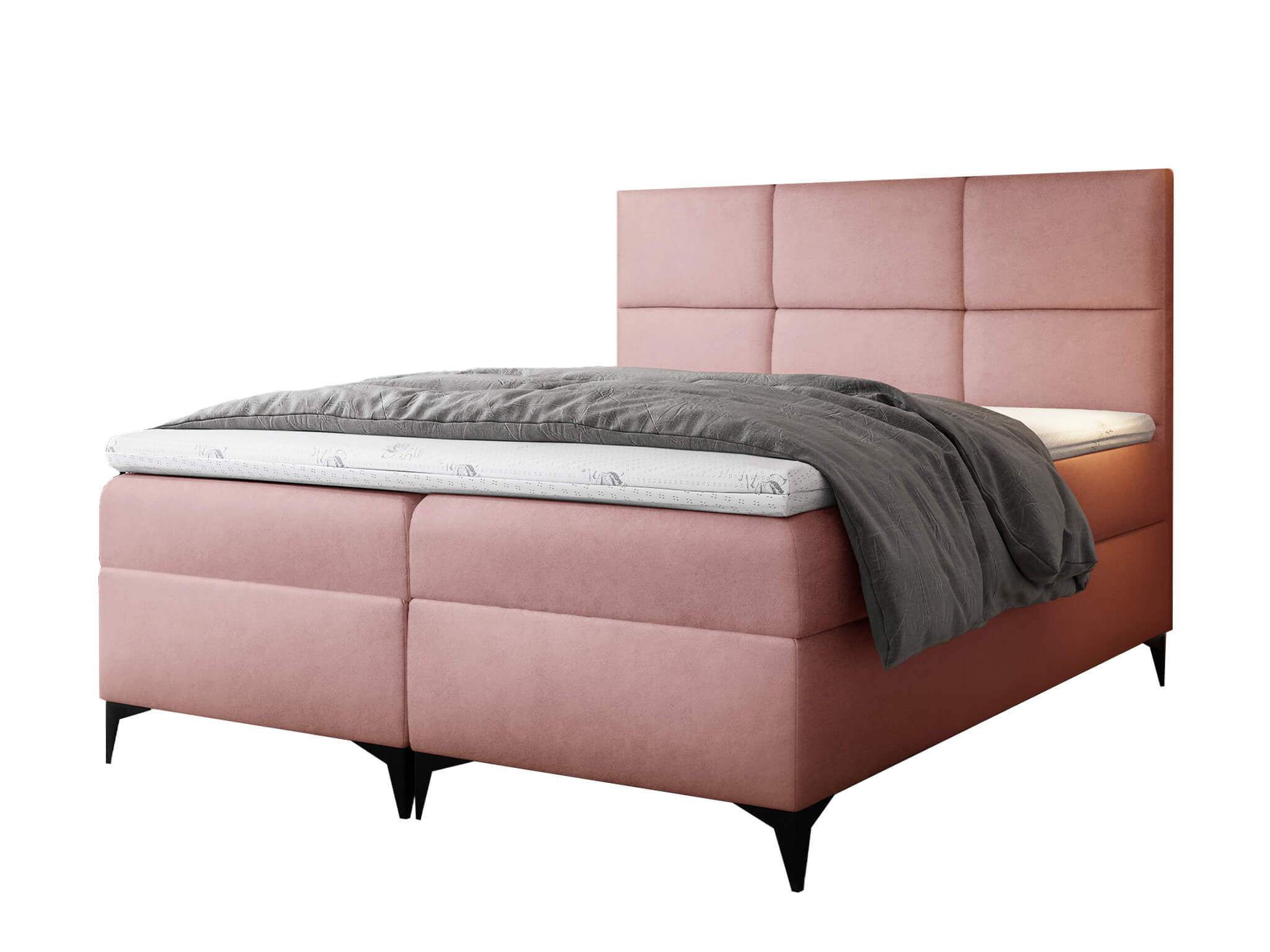 Wilsondo Čalúnená boxspring posteľ FAVA s vrchným matracom - ružová Velvet Rozmer: 140x200