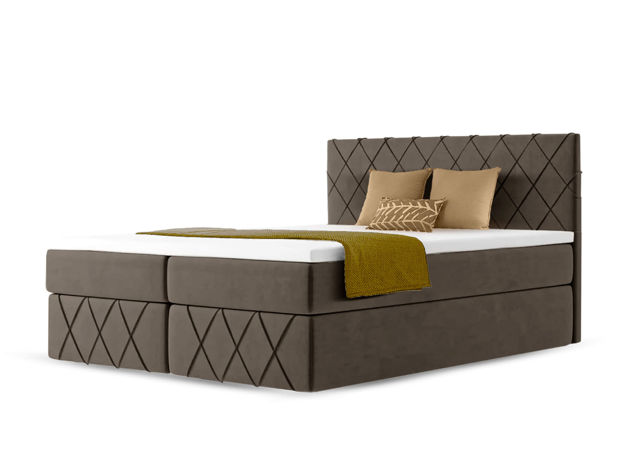 Wilsondo Čalúnená boxspring posteľ Paros Lux s vrchným matracom - hnedá Paros Rozmer: 140x200