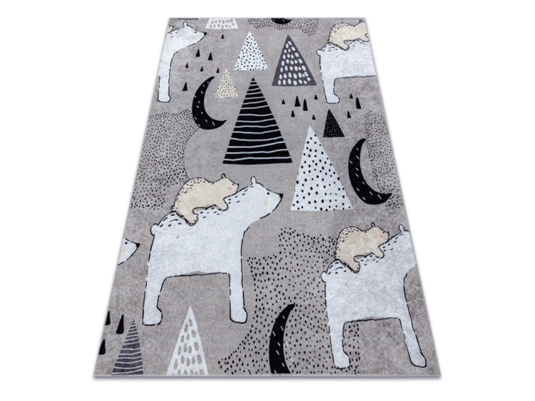 DW Sivý protišmykový koberec Medveď a mláďa Rozmer: 80x150 cm