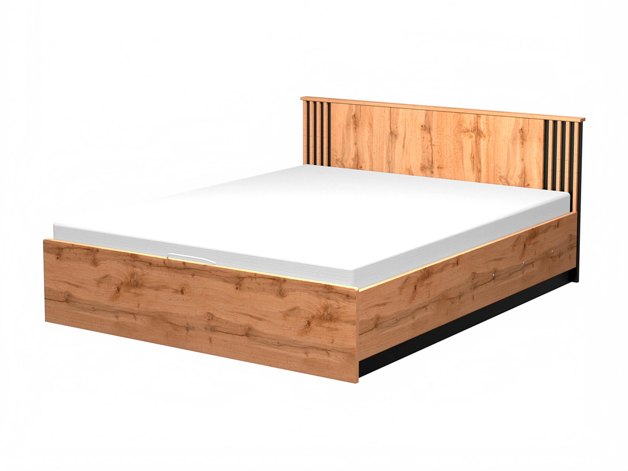 DL Manželská posteľ Lamelo s úložným priestorom 160x200 - dub wotan/čierna