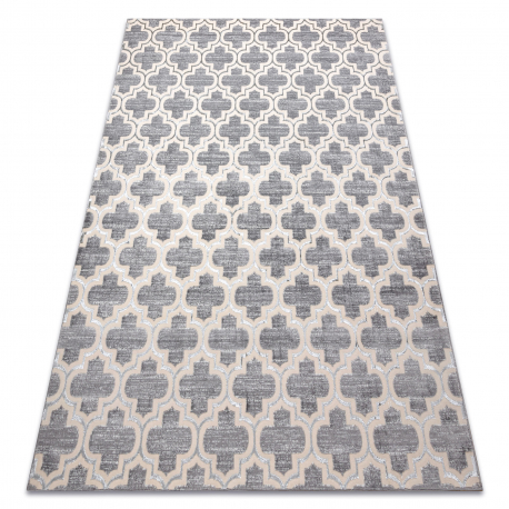 DW Sivo-krémový štruktúrovaný koberec Comfort Trellis Rozmer: 80x150 cm