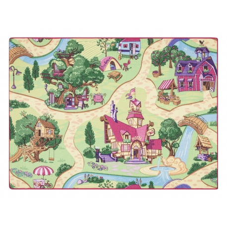 DW Ružovo-zelený protišmykový koberec Candy Town Rozmer: 95x133 cm