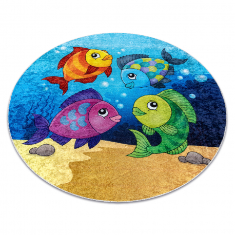 DW Modrý protišmykový detský koberec Junior Fish Rozmer: 80