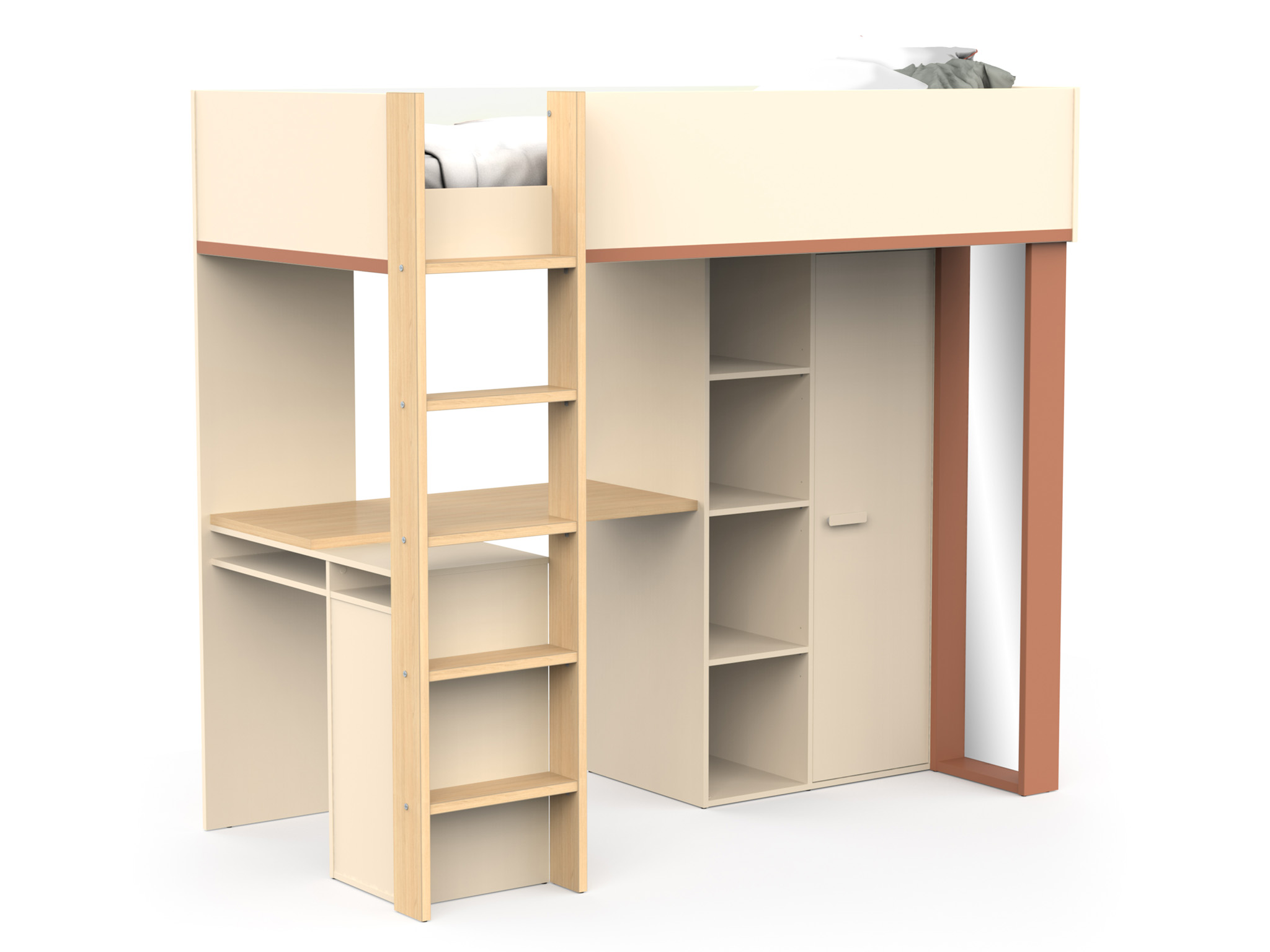 CB Multifunkčná poschodová posteľ Camillia - terracotta