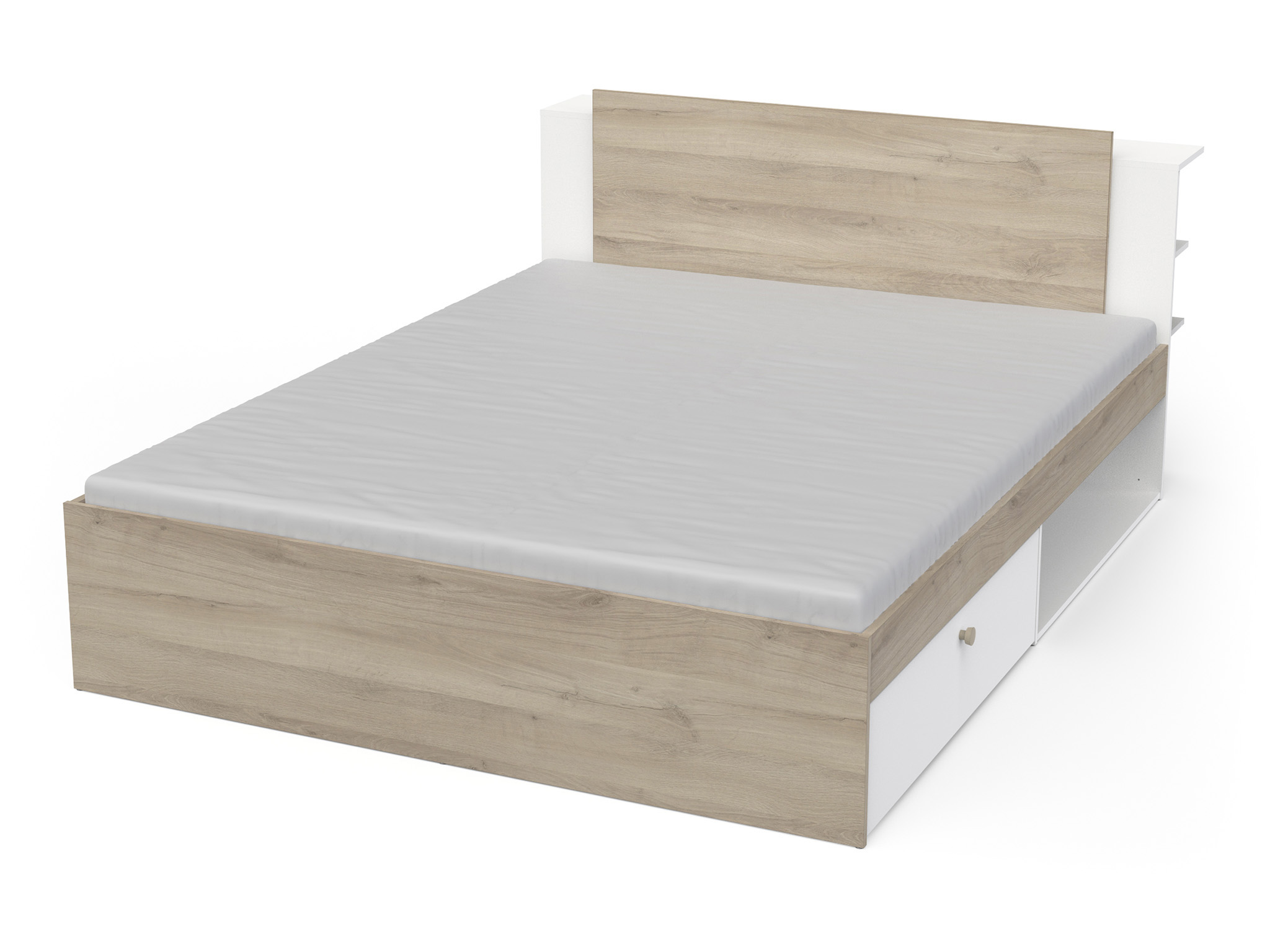 CB Manželská posteľ s úložným priestorom Teya 160x200 - biela/dub