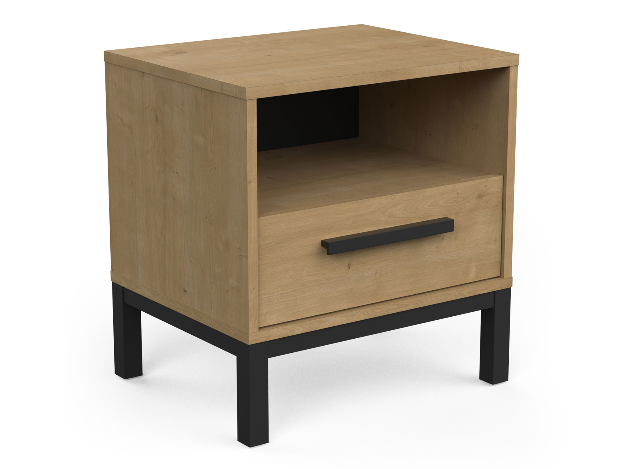 CB Nočný stolík Draft - dub/čierna