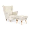 Kreslo ušiak s taburetom Dory - krémová