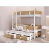 Poschodová posteľ s úložným priestorom Ettore 90x200 - biela/dub