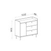 rozmerová fotka komody GRANDE s dvierkami a tromi zásuvkami