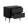 Čierny retro nočný stolík Lante G2s s otvorenými zásuvkami