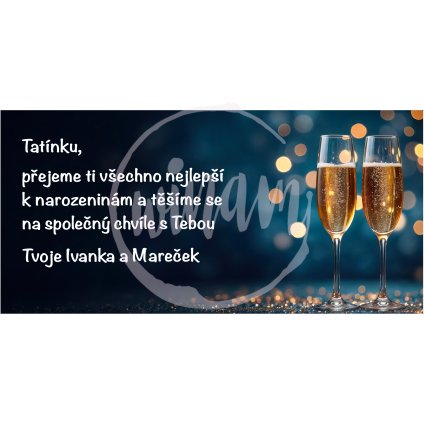 Dárková kartička přípitek s šampaňským