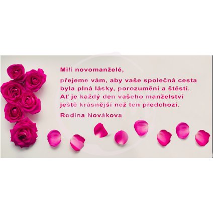 Dárková kartička růžové lístečky