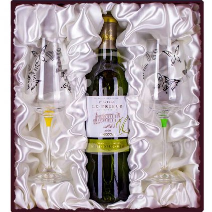 Dárkové víno Chateau de Prieur se skleničkami