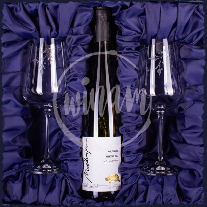 Alsaský Riesling v dárkové kazetě se skleničkami