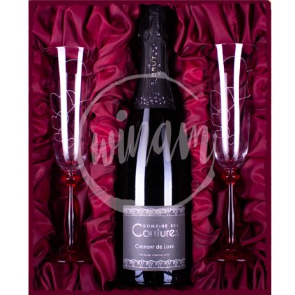 Šumivý Crémant z Loiry se skleničkami LOVE