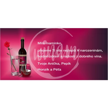 Dárková kartička červená s lahví