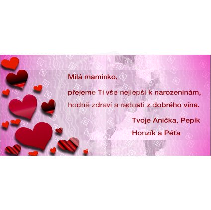 Dárková kartička růžová se srdíčky