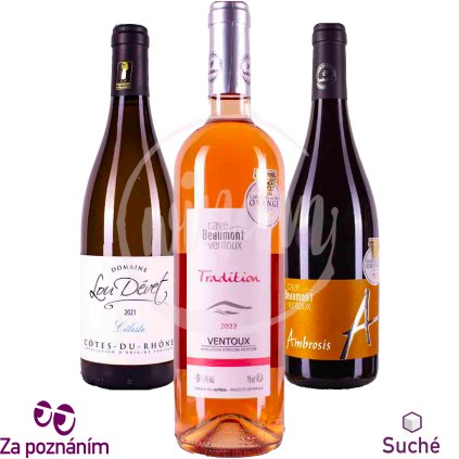 Degustační sada vín všech barev z údolí Rhony