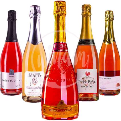 Sada šumivých růžových vín z Francie