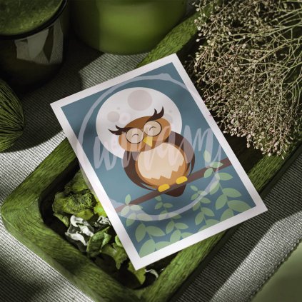 Minimalistický obrázek ze série Ptáčci Sova