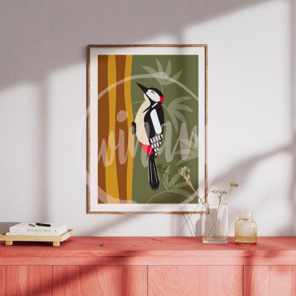 Minimalistická ilustrace Strakapoud