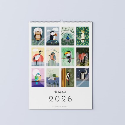 Nástěnný kalendář - minimalismus - Ptáčci