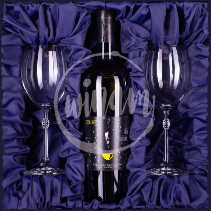 Bílé víno z jižní Francie jako dárek se skleničkami