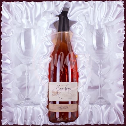 Růžové víno z Rhony v dárkové kazetě