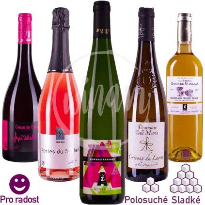 Sada sladkých a polosuchých vín z Francie