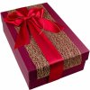 Dárková krabice 3D se zlatou dekorací a saténovou stuhou červená