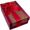Dárková krabice 3D se zlatou dekorací a saténovou stuhou červená