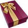 Dárková krabice 3D červená se zlatou stuhou