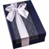 Dárková krabice 3D modrá se stříbrnou stuhou