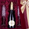 Luxusní dárkové balení s šampaňským a ručně rytými skleničkami s bohatým dekorem