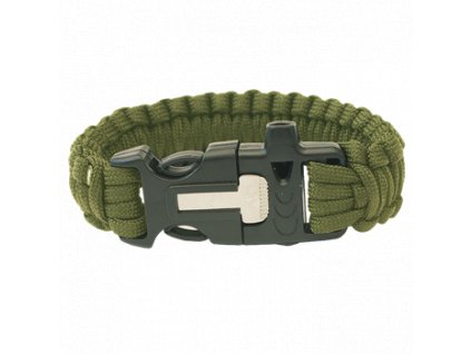 PARACORD náramek křesadlo píšťalka (varianta olivová)