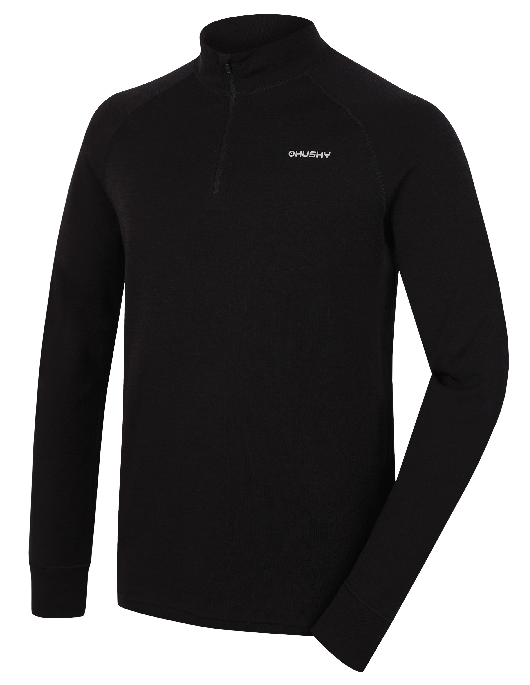 HUSKY ARON ZIP M black merino mikina Velikost: XL