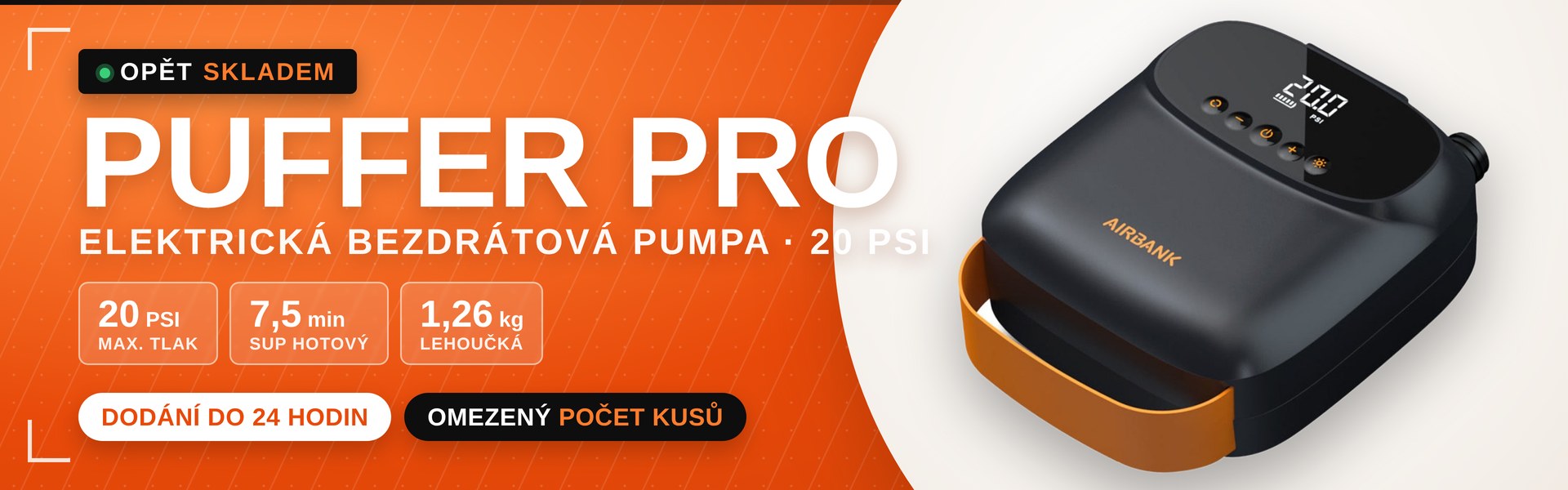 Elektrická pumpa Airbank PUFFER Pro Rechargeable 20 PSI