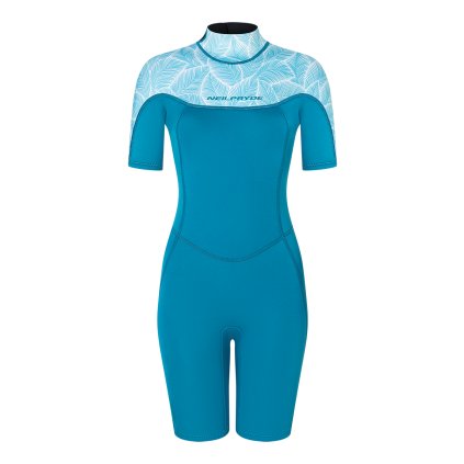 neilpryde damsky neopren spark blue zadni zip windsurfingkarlin short predni strana